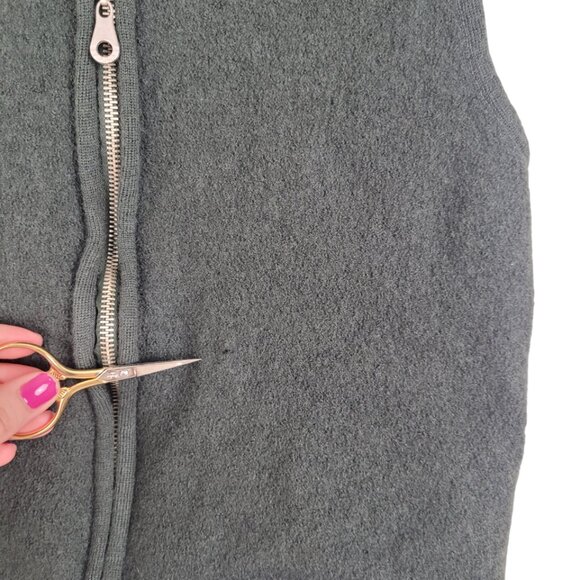 Vintage EXPRESS Forest Green Felted Wool Zip Up Vest XS/SMALL - Picture 6 of 7